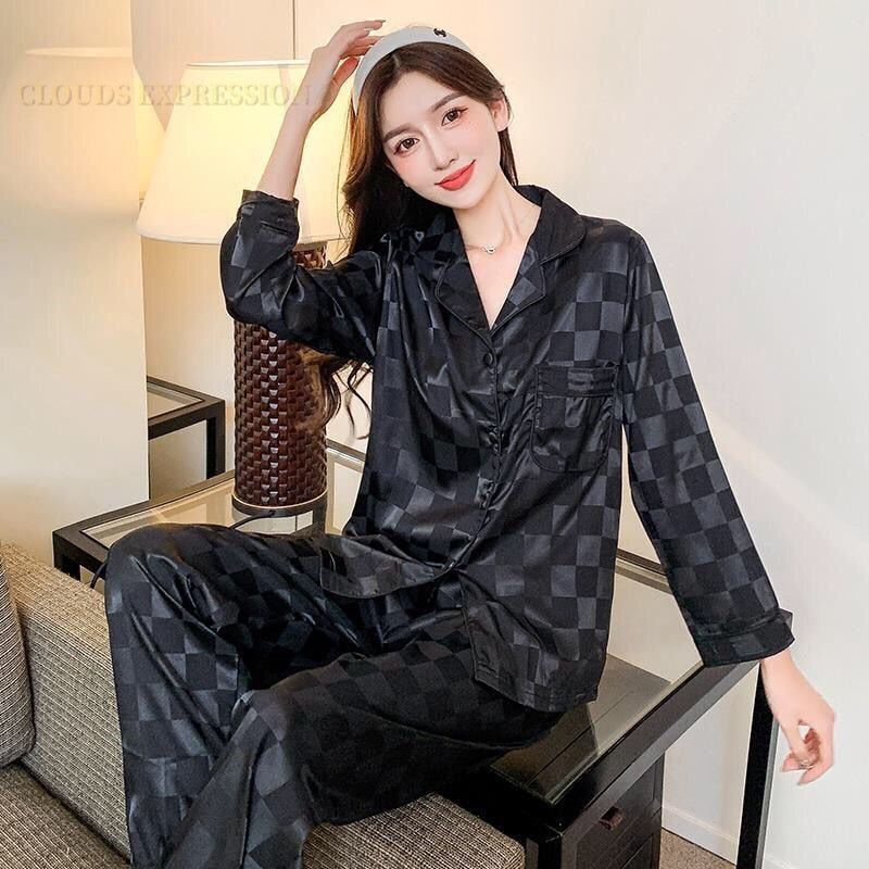 2023 Summer Long Sleeved 2 Piece Loungewear Ruffle Short Ice Silk Satin  Pajamas for Women Set - China Pajamas and Pyjamas price